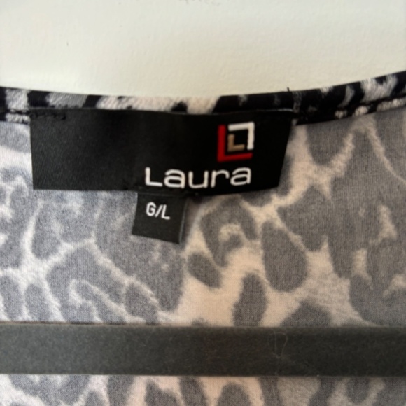 Laura Sleeveless Tank Style Shirt Large Black and White Leopard Print - Picture 5 of 5